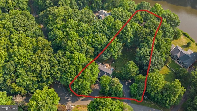 12800 Pickett Ct, Spotsylvania, VA 22551 - aerial view of property and surrounding area featuring property boundaries highlighted and a heavily wooded area