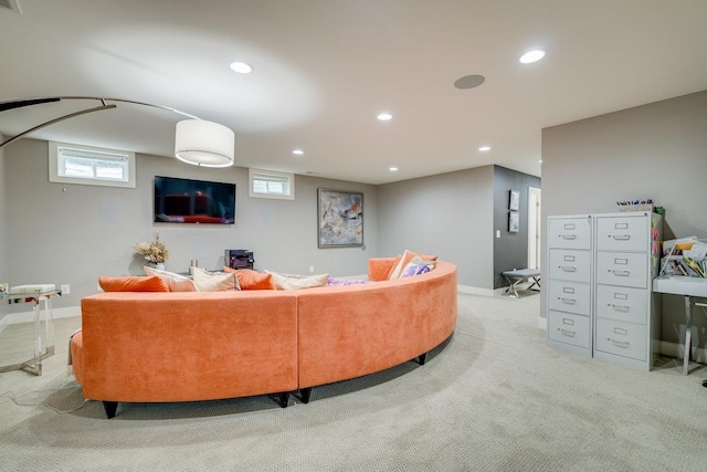 3436 Charleston Blvd, Rockingham, VA 22801 - living area with carpet flooring, baseboards, a healthy amount of sunlight, and recessed lighting