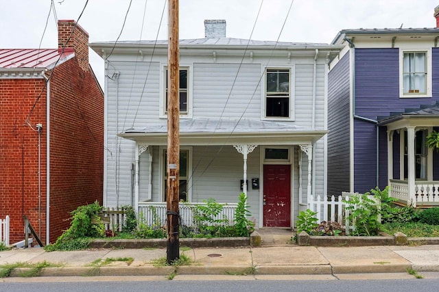822 Beverley St W, Staunton, VA 24401 - view of front of home featuring a porch and a chimney