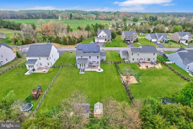 bird's eye view with a residential view