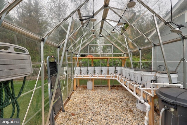 exterior space featuring a greenhouse