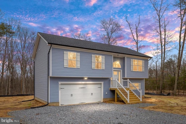 bi-level home with a garage