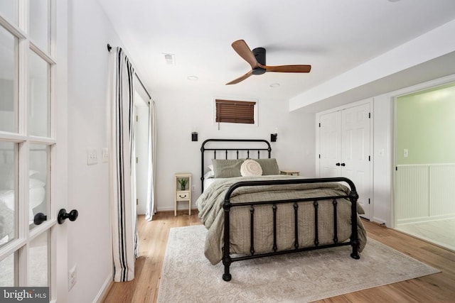 5915 Copper Mountain Dr W, Spotsylvania, VA 22553 - bedroom with light wood-style floors, ceiling fan, and a closet