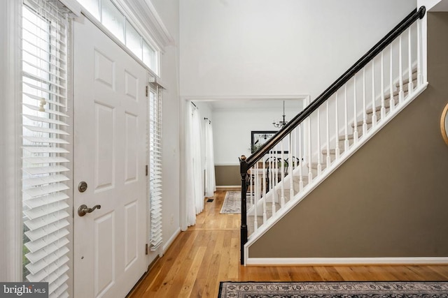 5915 Copper Mountain Dr W, Spotsylvania, VA 22553 - entrance foyer with stairs and wood finished floors