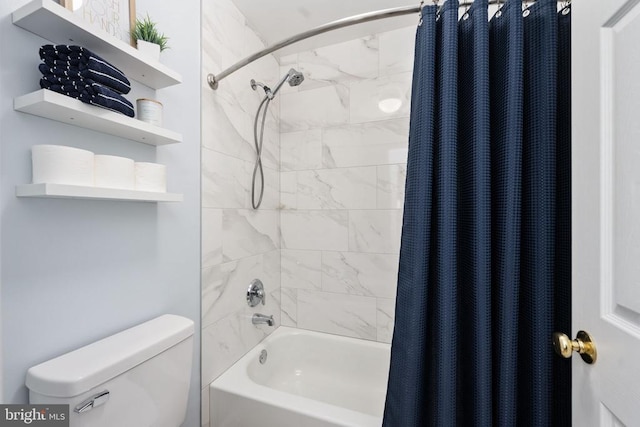 5915 Copper Mountain Dr W, Spotsylvania, VA 22553 - bathroom with shower / bathtub combination with curtain and toilet