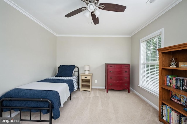 5915 Copper Mountain Dr W, Spotsylvania, VA 22553 - carpeted bedroom with ornamental molding and ceiling fan