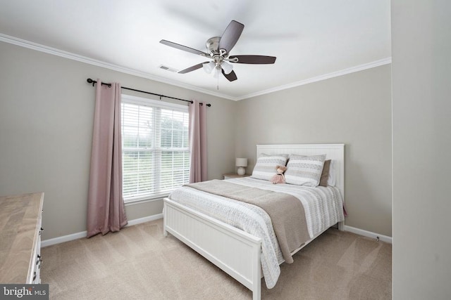 5915 Copper Mountain Dr W, Spotsylvania, VA 22553 - bedroom with light carpet, ornamental molding, and ceiling fan