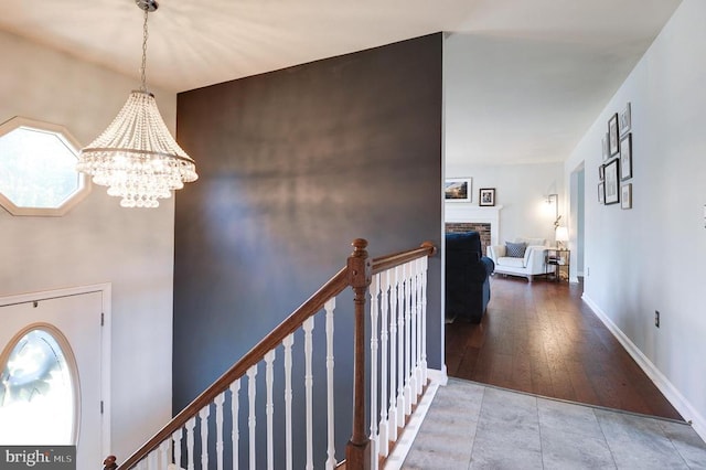 18691 Springs Rd, Jeffersonton, VA 22724 - tiled entrance foyer featuring a chandelier and a fireplace