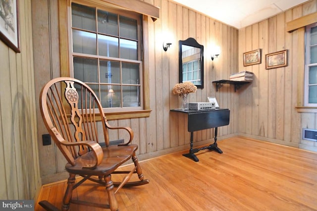 301 Mountain Top Dr, Luray, VA 22835 - sitting room with wood finished floors, wooden walls, and baseboards