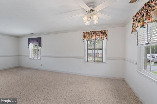 101 Deerwood Rd, Charlottesville, VA 22911 - spare room featuring carpet, plenty of natural light, crown molding, and ceiling fan
