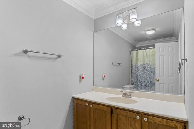 11719 Gordon Rd, Fredericksburg, VA 22407 - full bath with vanity, crown molding, and curtained shower
