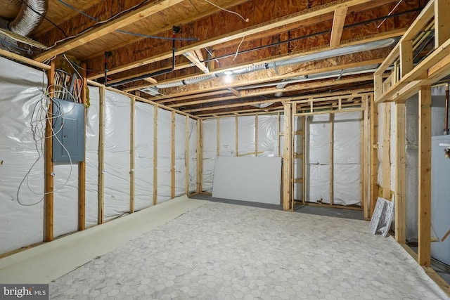 unfinished below grade area featuring electric panel