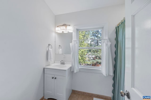 bathroom featuring vanity and tile patterned floors