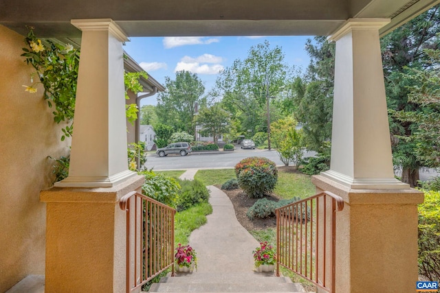 view of yard featuring a porch