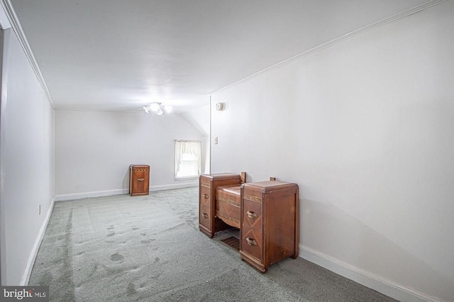  - unfurnished office with carpet floors and ornamental molding