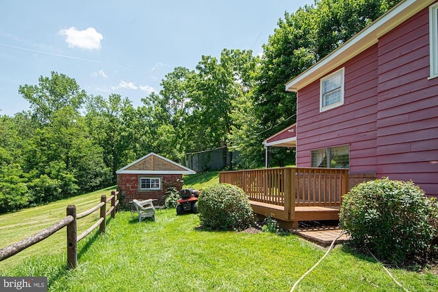  - view of yard featuring a deck