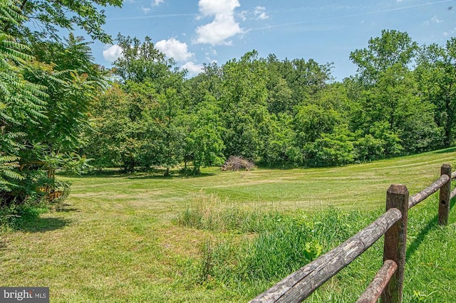  - view of green lawn with a view of trees