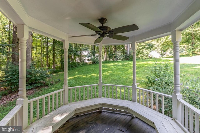 9603 Conaty Cir, Spotsylvania, VA 22553 - porch featuring a ceiling fan and a yard