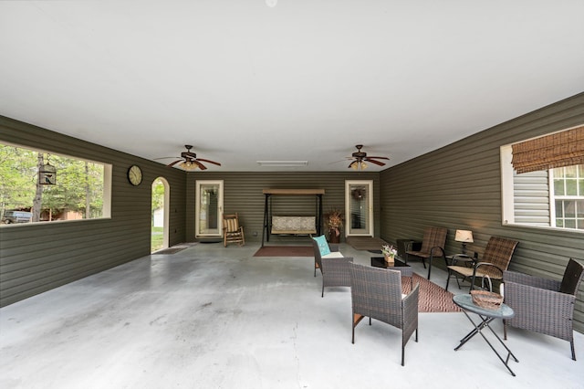 5409 Smith Creek Rd, New Market, VA 22844 - view of patio featuring a ceiling fan and an outdoor hangout area
