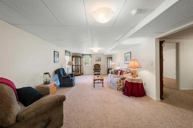 5409 Smith Creek Rd, New Market, VA 22844 - carpeted living room with a drop ceiling and baseboards