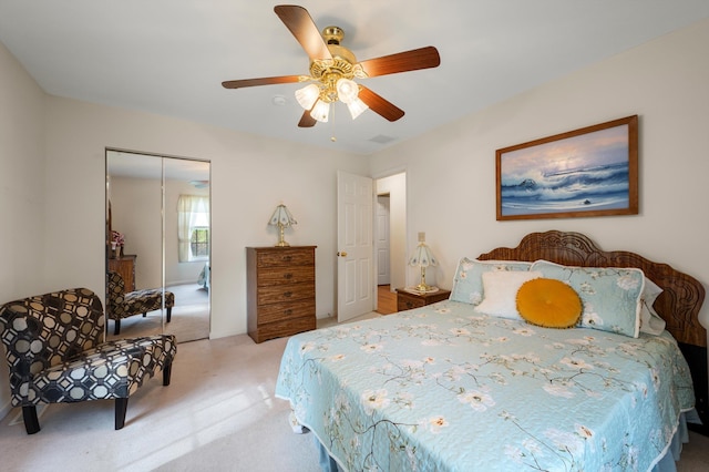 5409 Smith Creek Rd, New Market, VA 22844 - bedroom with a closet, light colored carpet, and ceiling fan