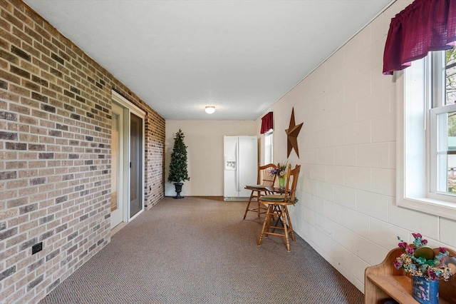5409 Smith Creek Rd, New Market, VA 22844 - corridor featuring brick wall, carpet, and healthy amount of natural light