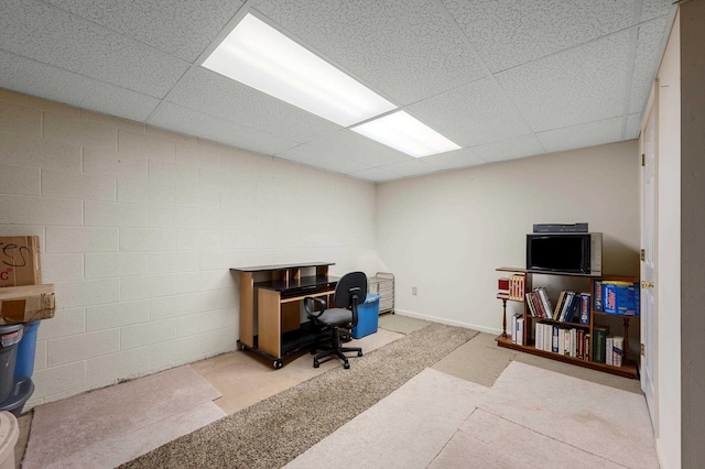 5409 Smith Creek Rd, New Market, VA 22844 - carpeted office with a drop ceiling and concrete block wall