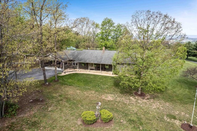 5409 Smith Creek Rd, New Market, VA 22844 - ranch-style home featuring a front lawn, roof with shingles, and a chimney
