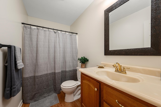 5409 Smith Creek Rd, New Market, VA 22844 - full bathroom featuring wood finished floors, vanity, and a shower with curtain