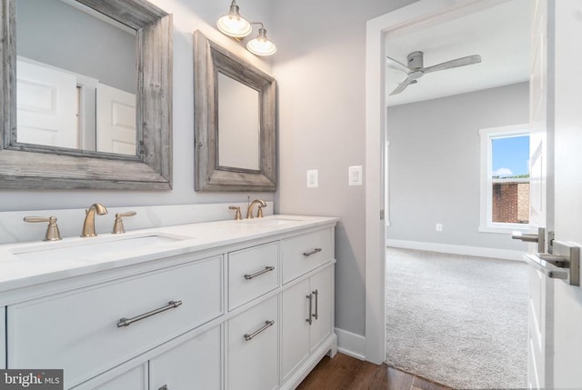 3200 Lakeview Pkwy, Locust Grove, VA 22508 - full bathroom featuring double vanity, baseboards, and a ceiling fan