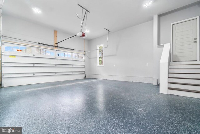 garage with a garage door opener