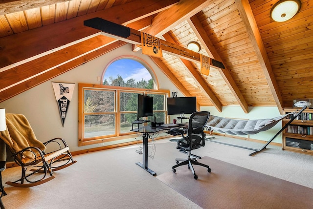 928 Melrose Rd, Rockingham, VA 22802 - carpeted office space with lofted ceiling with beams and wooden ceiling
