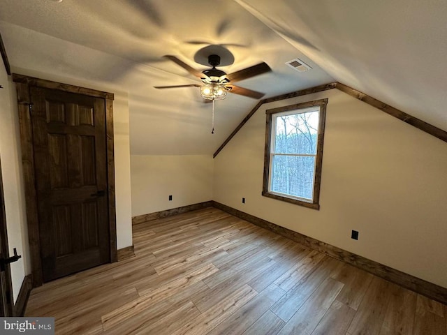 152 Susan Ln, Stanley, VA 22851 - bonus room with a ceiling fan, baseboards, vaulted ceiling, and light wood finished floors