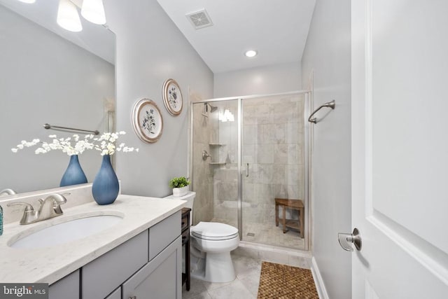 10605 Springvale Ln, Spotsylvania, VA 22551 - full bath featuring a stall shower, toilet, tile patterned floors, and vanity