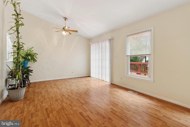 10804 Cobblestone Dr, Spotsylvania, VA 22553 - unfurnished room featuring a ceiling fan, light wood-type flooring, and vaulted ceiling