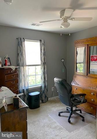  - office area with ceiling fan