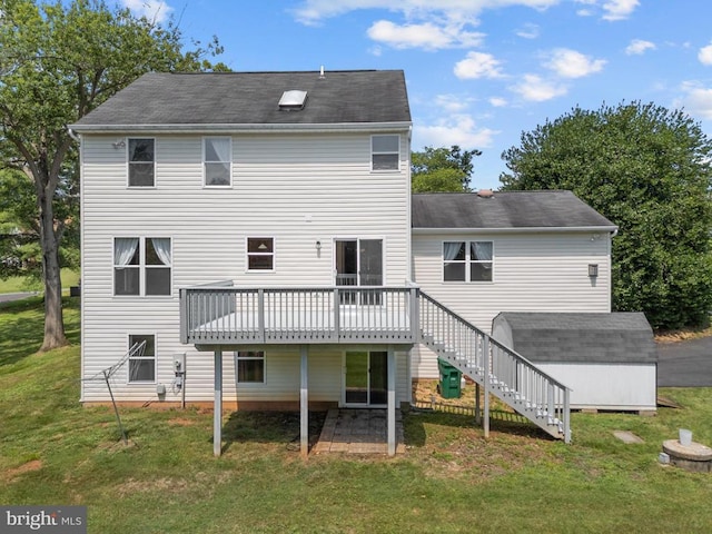 17417 Hawthorne Ave, Culpeper, VA 22701 - rear view of property featuring a shed, stairs, a yard, and a deck