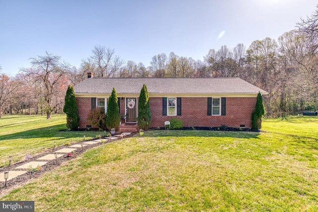 10119 Jameson Ln, Culpeper, VA 22701 - single story home featuring crawl space, a front lawn, brick siding, and a chimney