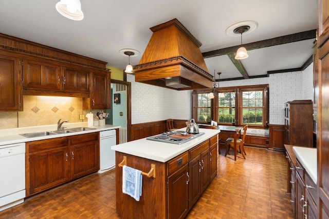 812 Meadowbrook Rd, Waynesboro, VA 22980 - kitchen with dishwasher, stainless steel stovetop, a sink, light countertops, and hanging light fixtures