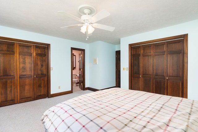 812 Meadowbrook Rd, Waynesboro, VA 22980 - carpeted bedroom featuring a closet, baseboards, a ceiling fan, and ensuite bath