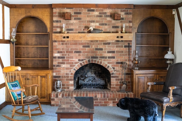 812 Meadowbrook Rd, Waynesboro, VA 22980 - living room with carpet flooring and built in shelves