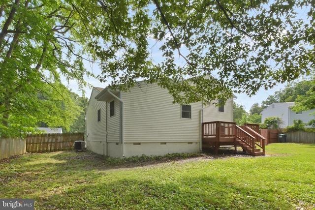 10909 Meadowlark Ln, Spotsylvania, VA 22553 - rear view of property featuring crawl space, a wooden deck, and stairs