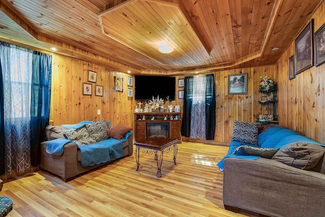 2015 Cecil Wampler Rd, Rockingham, VA 22841 - living area featuring wood ceiling, wood walls, and wood finished floors