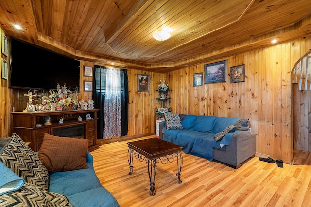 2015 Cecil Wampler Rd, Rockingham, VA 22841 - living area with wood ceiling, wood finished floors, and wooden walls