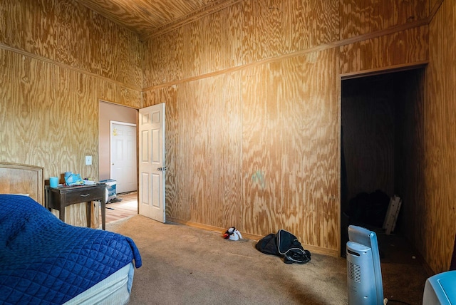 2015 Cecil Wampler Rd, Rockingham, VA 22841 - bedroom with carpet flooring and wooden walls