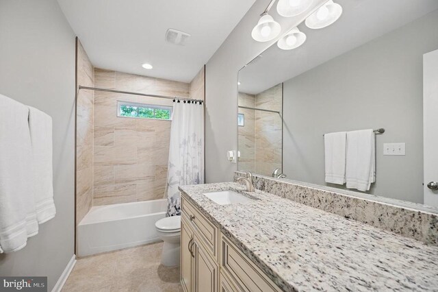 1003 Confederate Dr, Locust Grove, VA 22508 - full bathroom with vanity, shower / bath combination with curtain, and tile patterned flooring