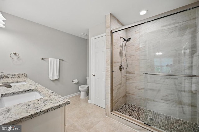 1003 Confederate Dr, Locust Grove, VA 22508 - full bath featuring a shower stall, double vanity, and tile patterned floors