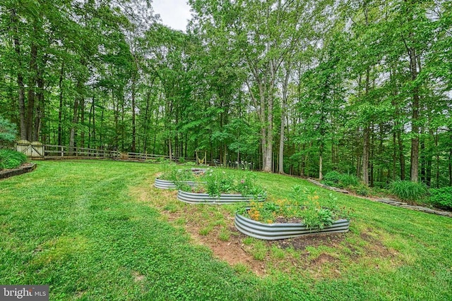 188 Byrd Point Ln, Louisa, VA 23093 - view of yard with a vegetable garden and a wooded view