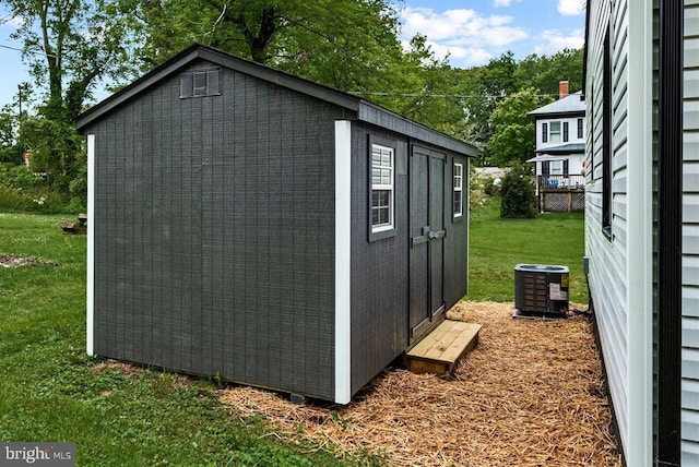 105 Cammack St, Louisa, VA 23093 - view of shed with central AC unit and view of scattered trees