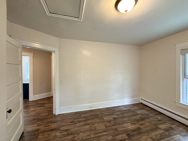 62 Quicks Mill Rd, Verona, VA 24482 - empty room with a wealth of natural light, dark wood-style floors, and baseboard heating